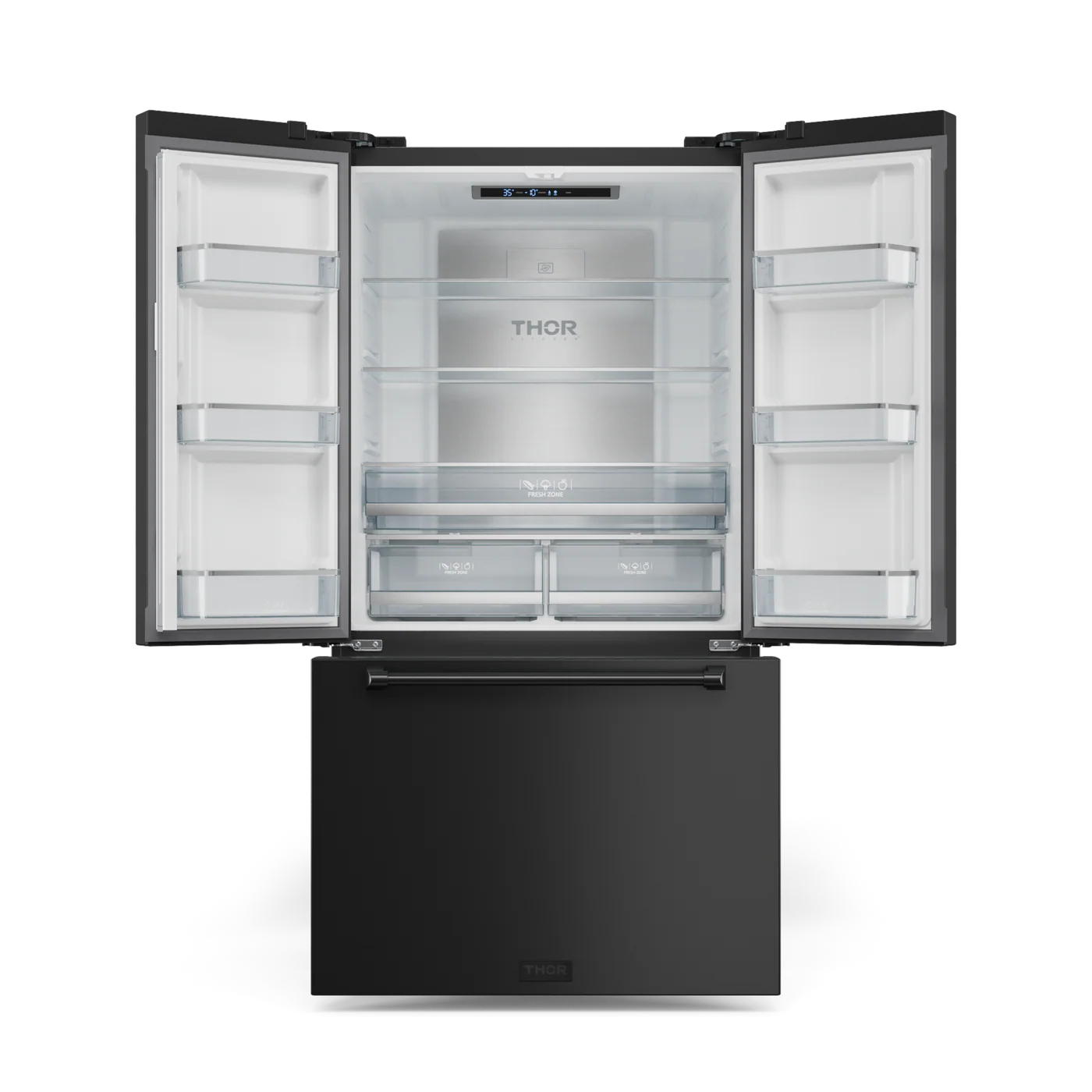 Counter-Depth Gordon Ramsay Series 20.3-cu ft 3 -Door French Door Refrigerator with Ice Maker with Ice Dispenser ( Matte Black ) ENERGY STAR Certified