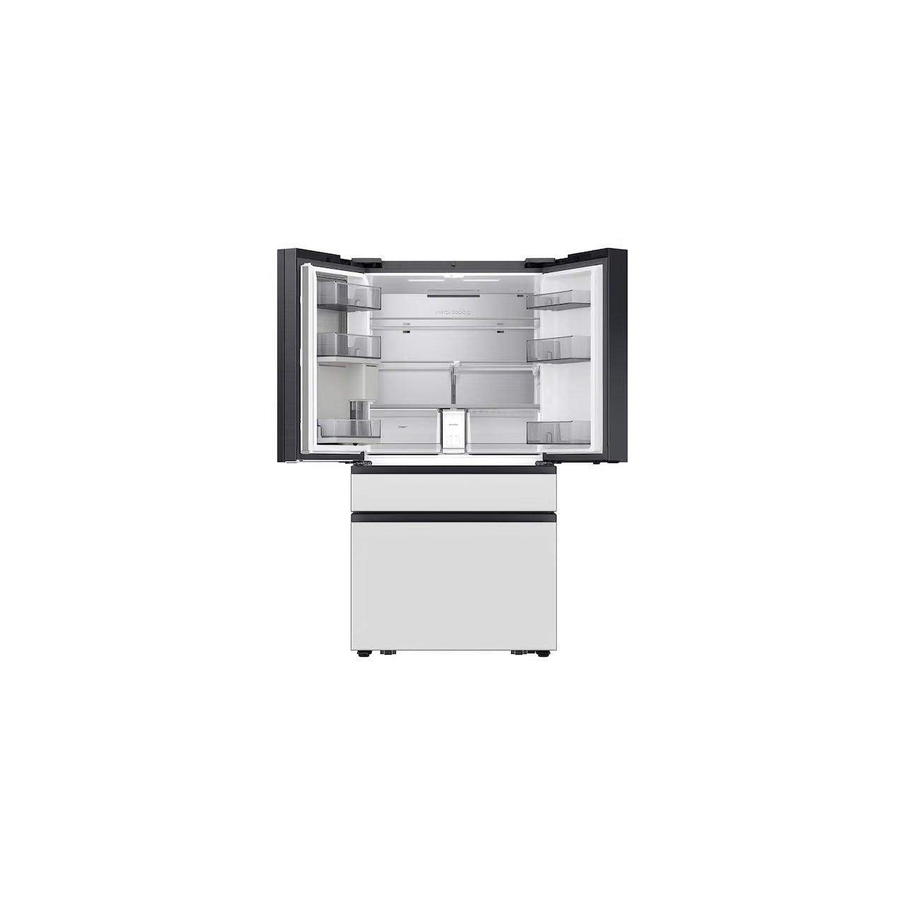 Bespoke 4-Door French Door Refrigerator (29 cu. ft. ) with AI Family Hub+ in Charcoal Glass and White Glass