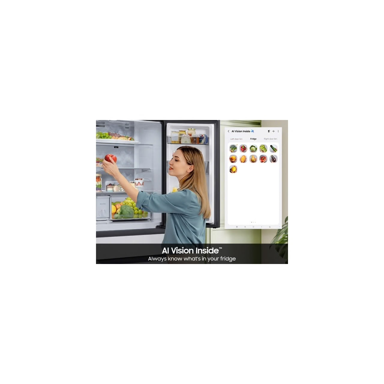 Bespoke 4-Door French Door Refrigerator (29 cu. ft. ) with AI Family Hub+ in Charcoal Glass and White Glass