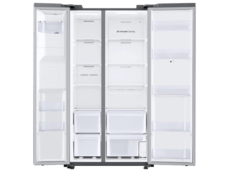 36 in. 26.7 cu. ft. Smart Side by Side Refrigerator with Family Hub in Stainless Steel, Standard Depth