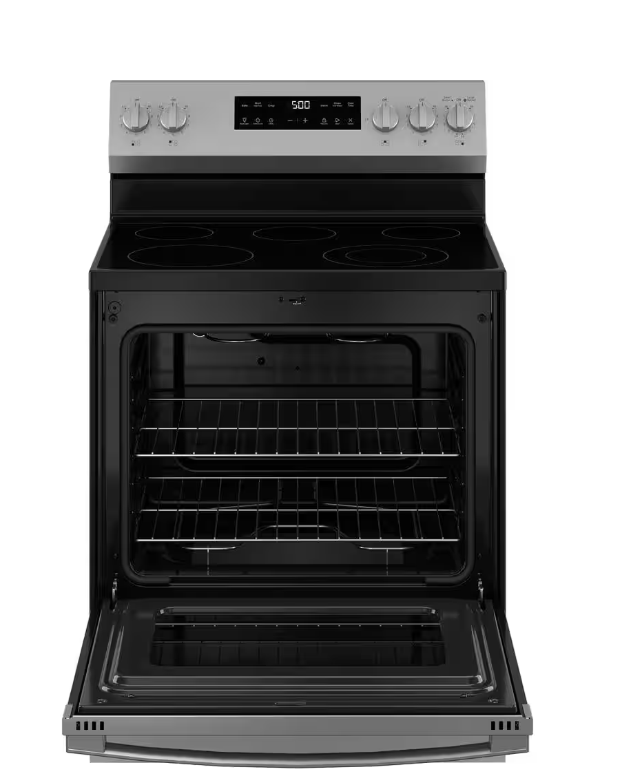30 in. 5 Burner Element Free-Standing Electric Range in Stainless with Crisp Mode
