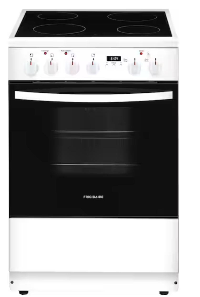 24 in. Freestanding Smooth Cooktop Electric Range in White with 4-Element OUTLET