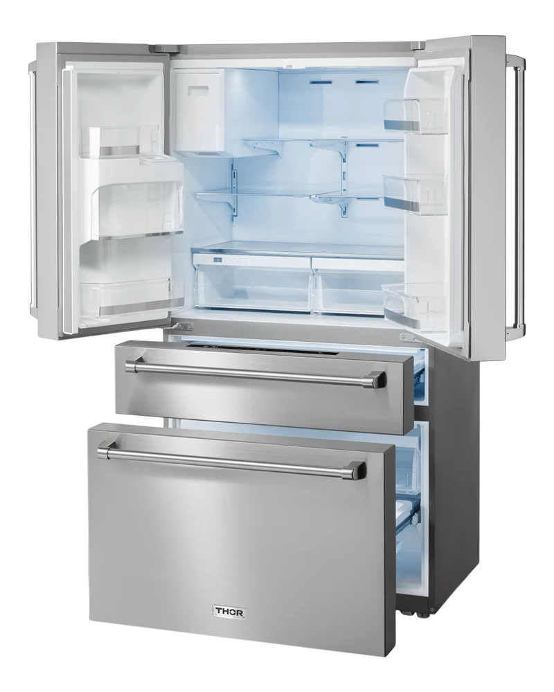 Counter-Depth 22-cu ft 4 -Door French Door Refrigerator with Ice Maker with Water and Ice Dispenser ( Stainless steel ) ENERGY STAR Certified