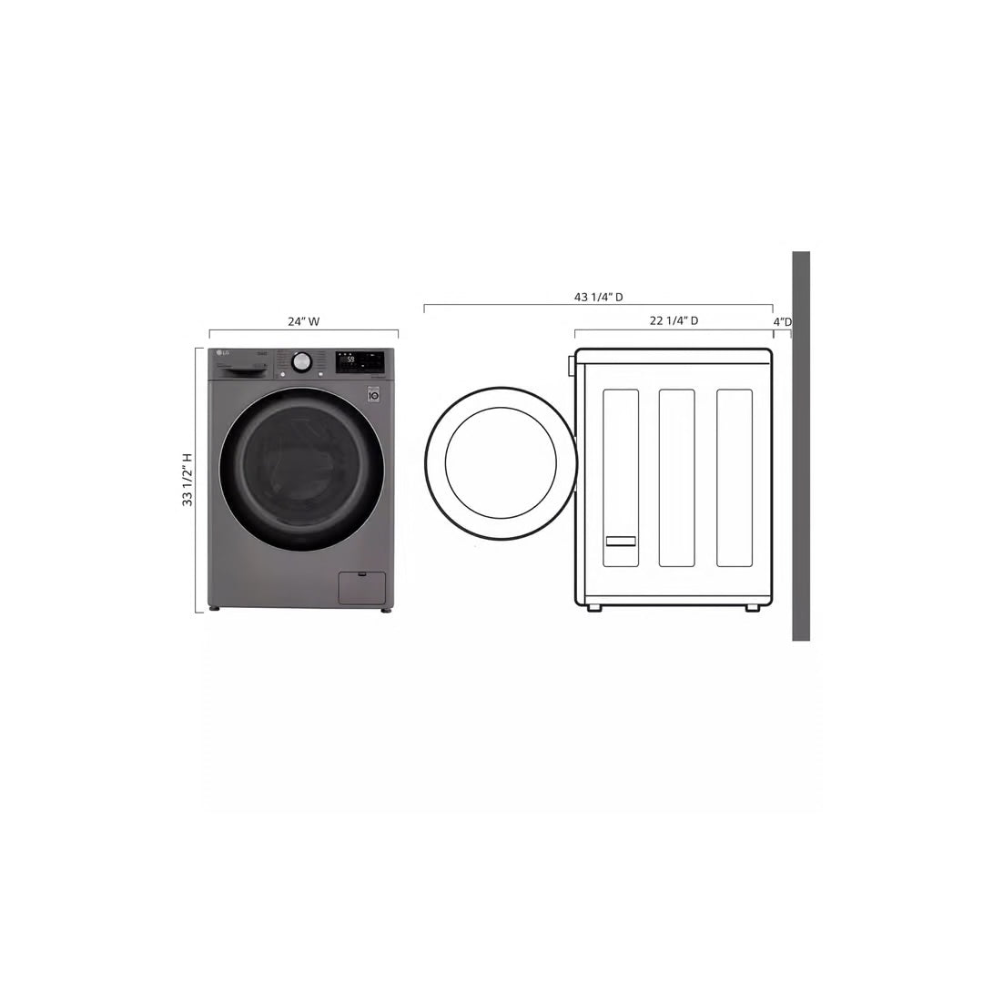 2.4 cu. ft. SMART All-in-One Compact Front Load Washer & Ventless Dryer Combo in Graphite Steel with Steam
