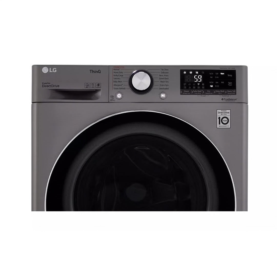 2.4 cu. ft. SMART All-in-One Compact Front Load Washer & Ventless Dryer Combo in Graphite Steel with Steam