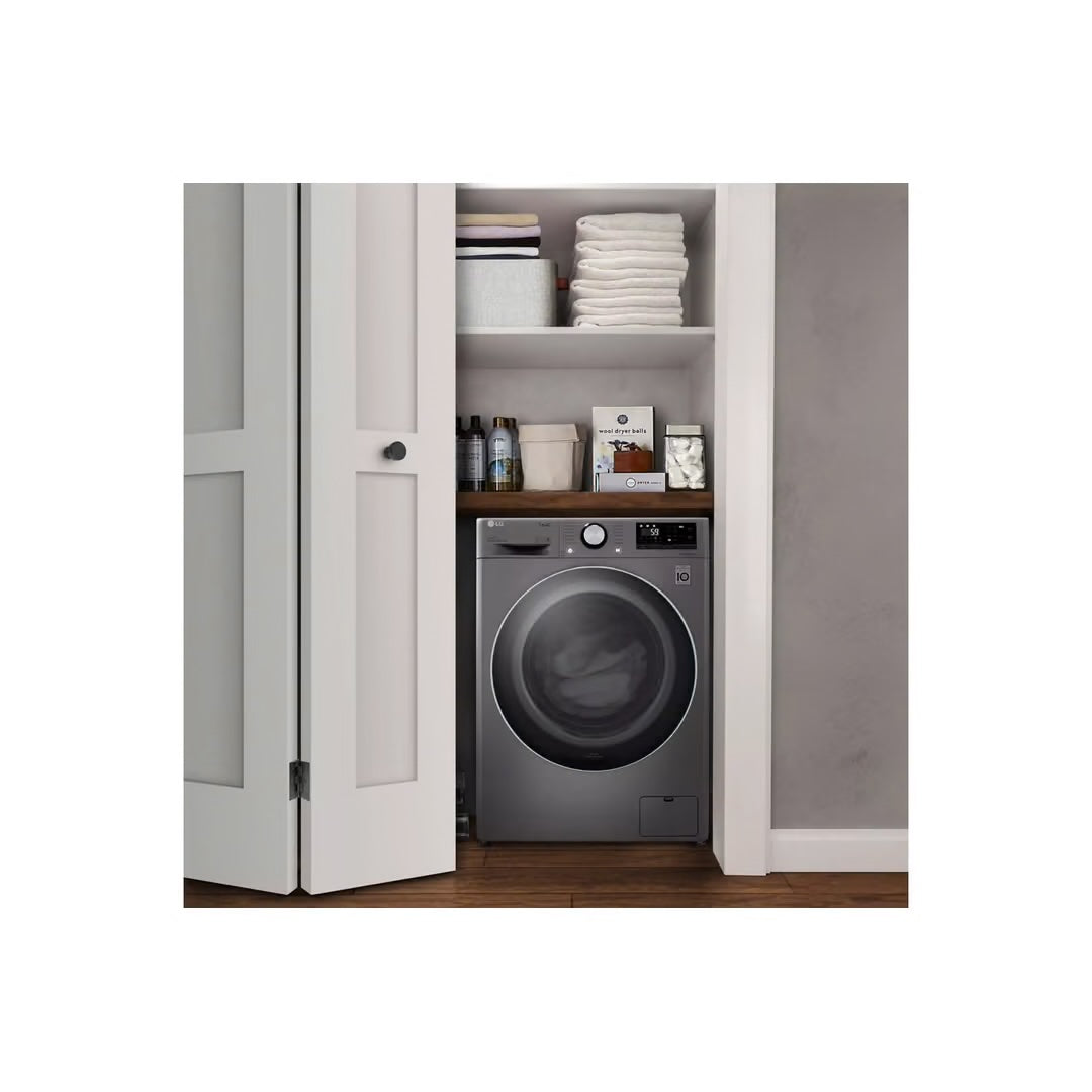 2.4 cu. ft. SMART All-in-One Compact Front Load Washer & Ventless Dryer Combo in Graphite Steel with Steam