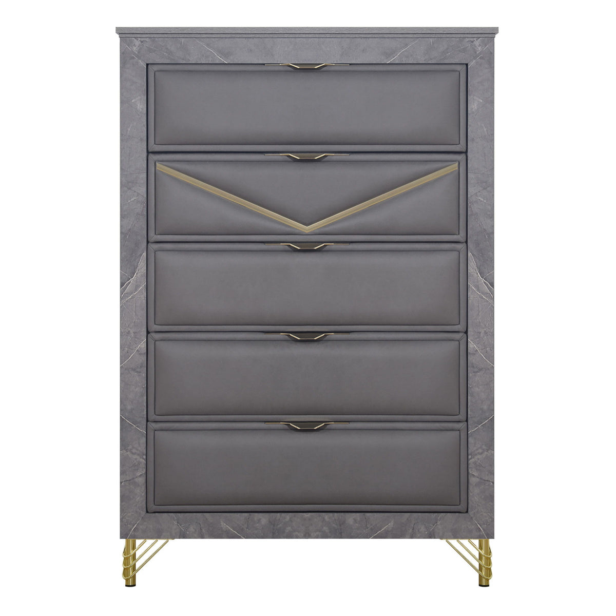Symmetry - 5 Drawer Chest - Charcoal