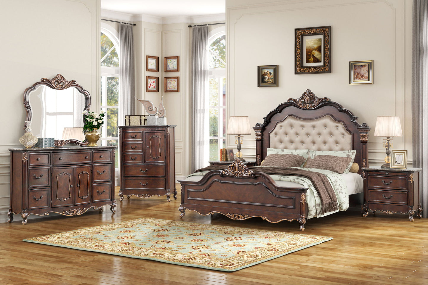 Constantine - Nightstand With Marble Top - Cherry