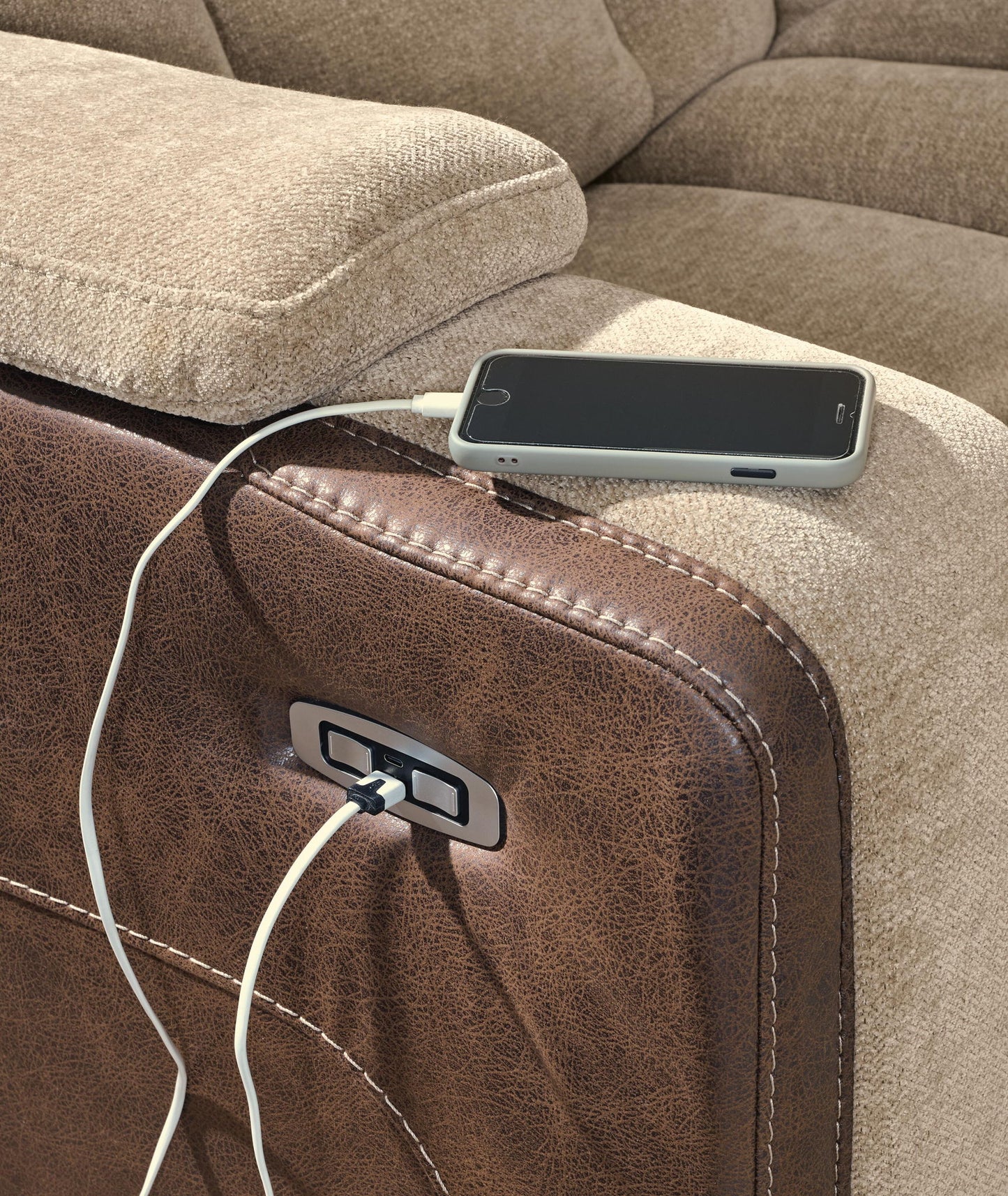 Mixed Motion - Power Recliner With Adjustable Headrest - Brownstone