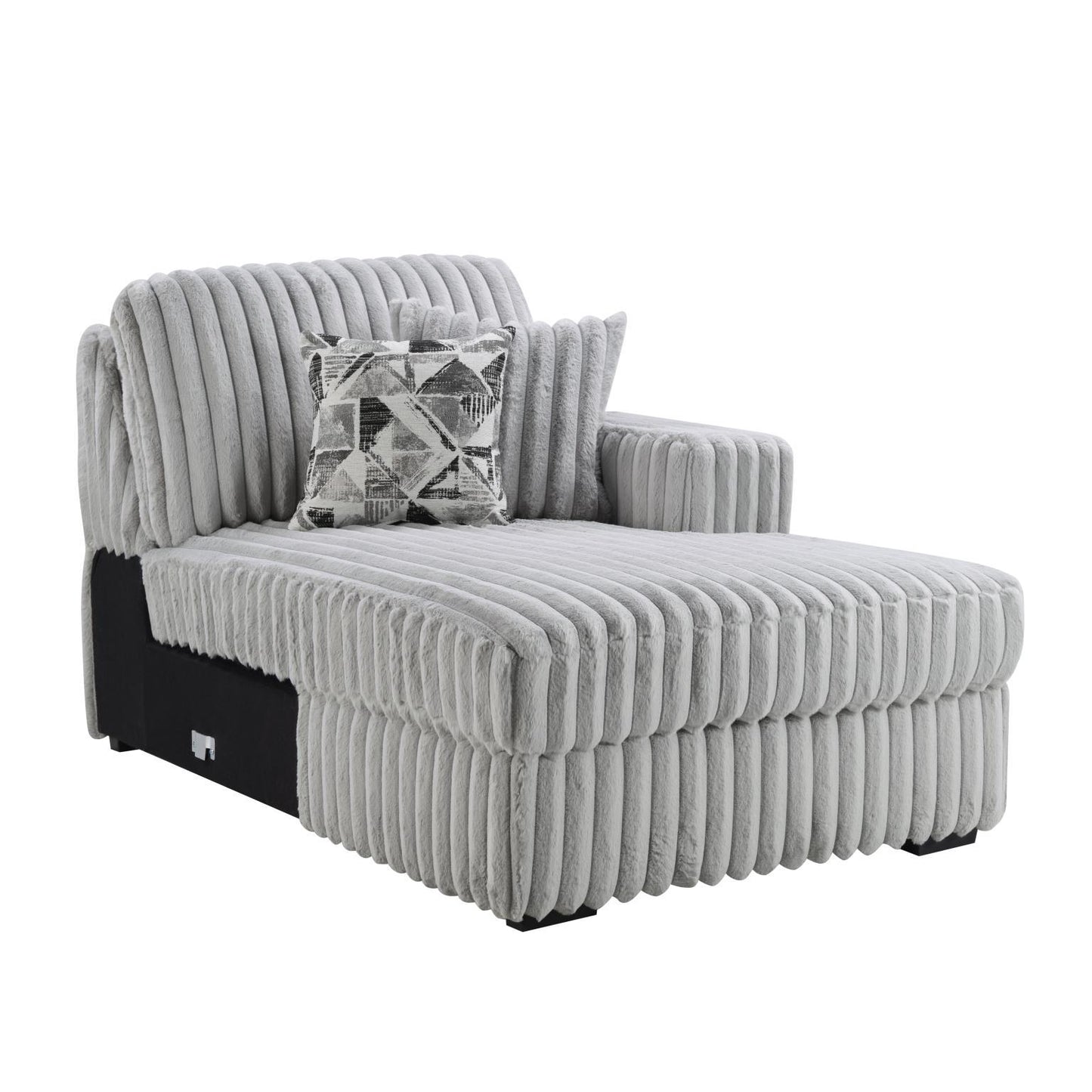U260 - Corduroy Power Reclining 4 Piece Sectional With 2 Wireless Charger - Gray