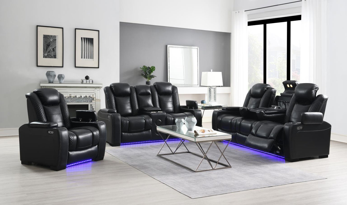 U92 - LED Power Reclining With Power Headrest Chair - Black