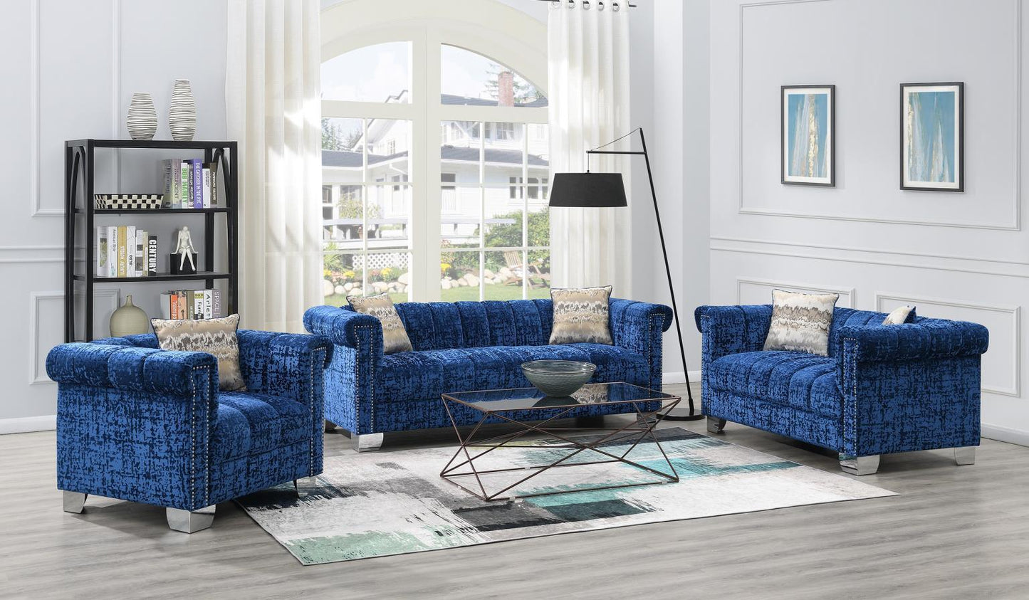 U230 - Dark Crushed Velvet Chair - Blue