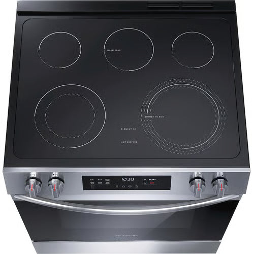 30 in. 5-Burner Element Slide-In Front Control Electric Range with Steam Clean in Stainless Steel