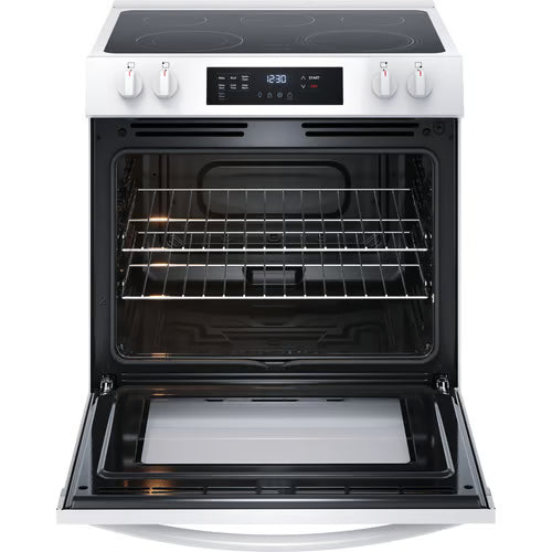 30 in. 5-Burner Element Slide-In Front Control Electric Range with Steam Clean in White