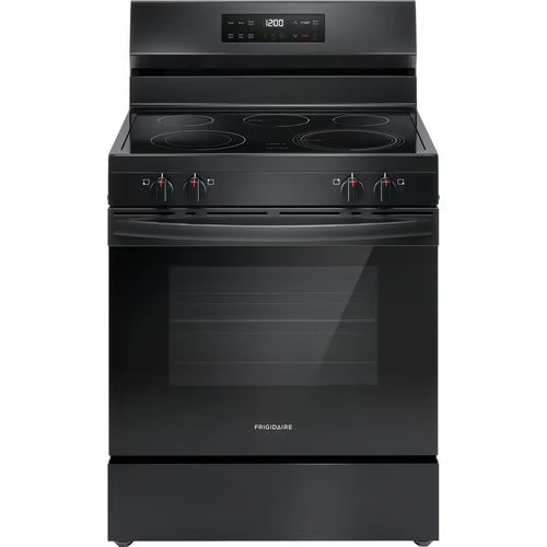 30 in. 5 Burner Element Freestanding Electric Range in Black with EvenTemp and Steam Clean