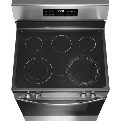30 in. 5 Burner Element Freestanding Electric Range in Stainless Steel with EvenTemp and Steam Clean
