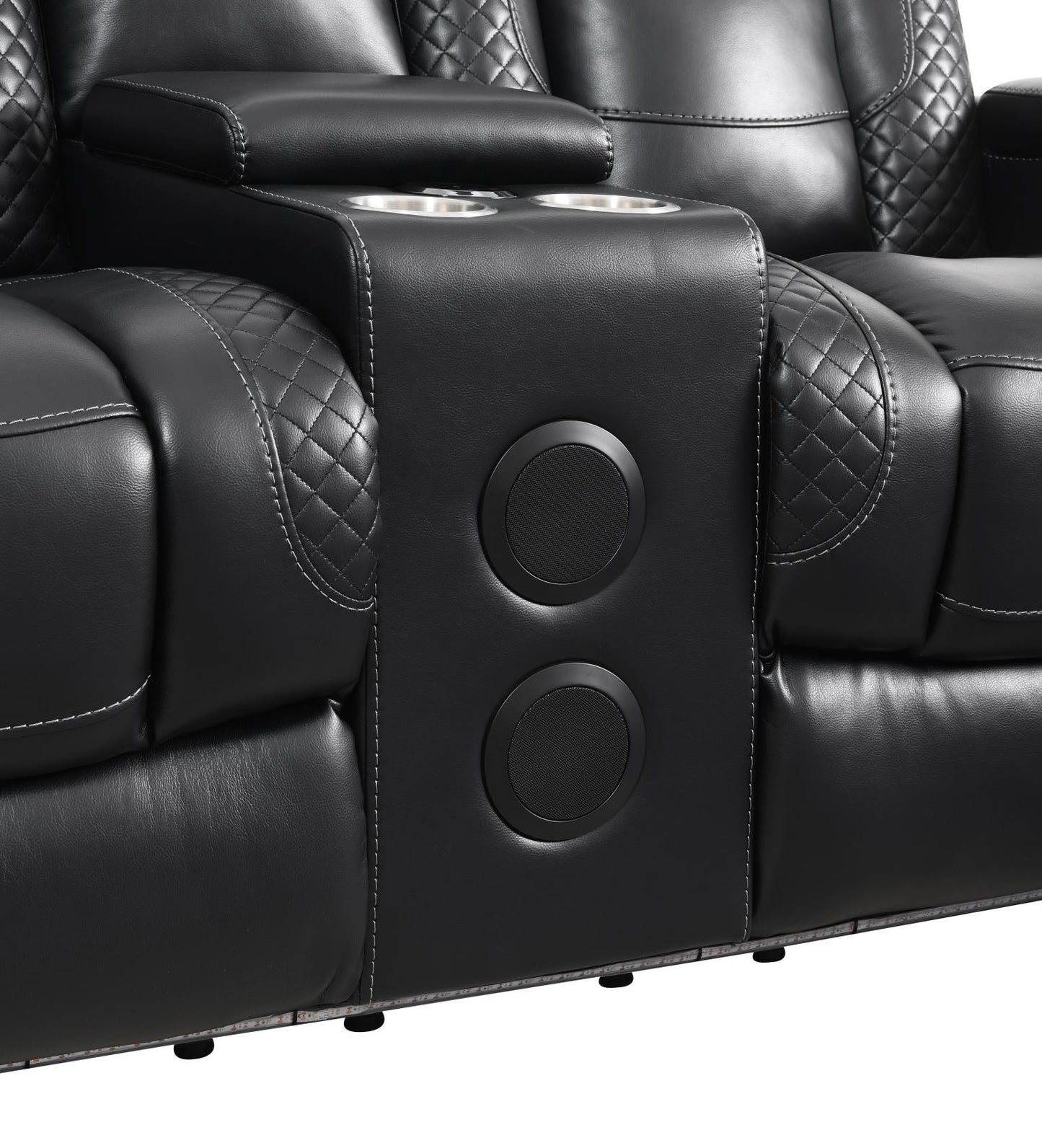 U92 - LED Power Reclining With Power Headrest, And Drop Down Table Sofa - Black