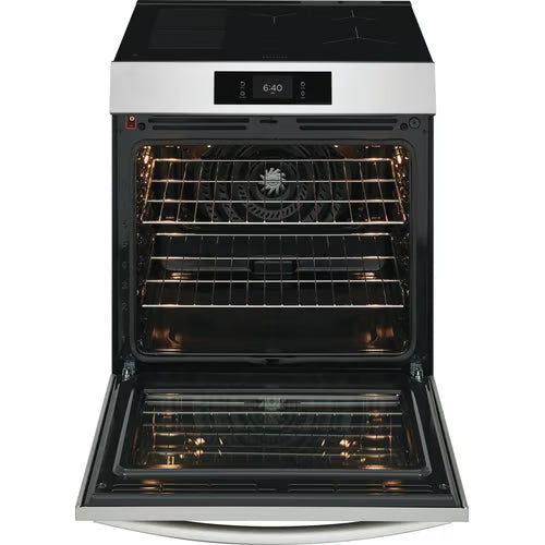 Gallery 30 in. 5-Burner Freestanding Induction Range in Smudge-Proof Stainless Steel with Stone-Baked Pizza