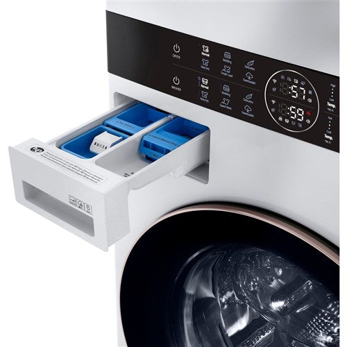 WashTower Stacked SMART Laundry Center 4.5 Cu.Ft. Front Load Washer & 7.4 Cu.Ft. Electric Dryer in White