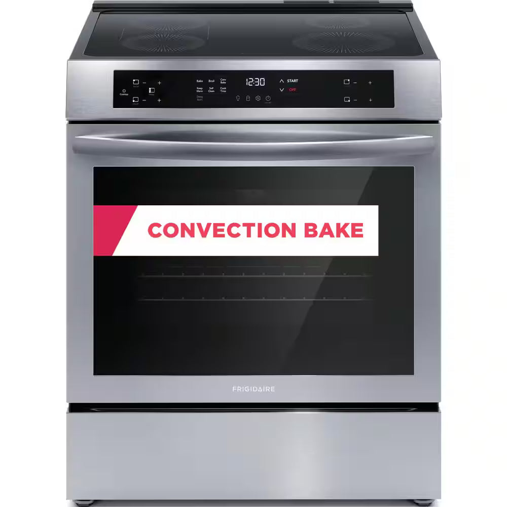 30 in 5.3 cu.ft. 4-Burner Element Slide-In Front Control Self-Cleaning Induction Range w/ Convection in Stainless Steel OUTLET