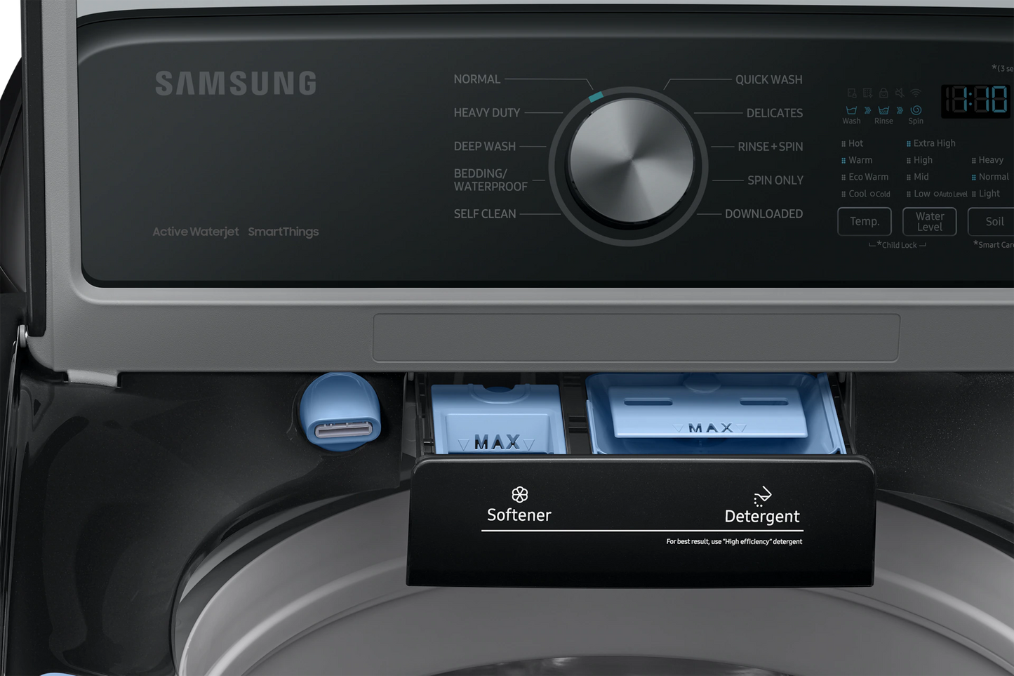 4.6 cu. ft. Large Capacity Smart Top Load Washer in Brushed Black with ActiveWave Agitator and Active WaterJet