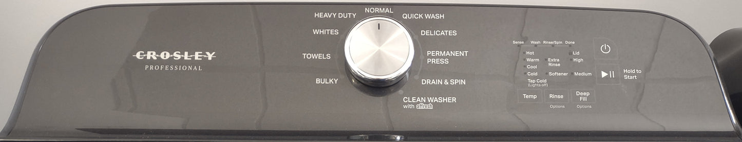 Professional 5.3 cu. ft. Top Load Washer, 10 Wash Cycles, Stainless Tub, Sleek Glass Lid Design, in Black