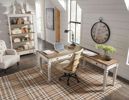 Realyn - Home Office L Shaped Desk - White / Brown