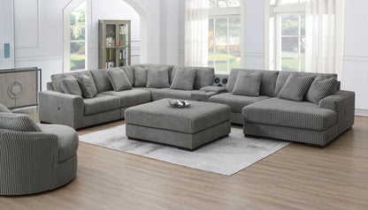 U243 - 6 Piece Sectional (2 Armless Chairs, 1 Console, 1 Right Chaise, 1 LAF Seat, 1 Wedge) - Gray