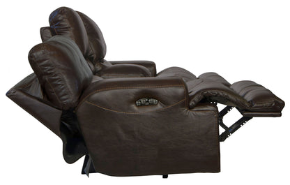Wembley - Italian Leather Power Lay Flat Reclining Console Loveseat With Power Adjustable Headrest - Chocolate