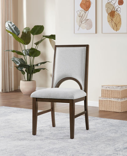D122 - Dining Upholstered Side Chair - Cherry / Light Gray