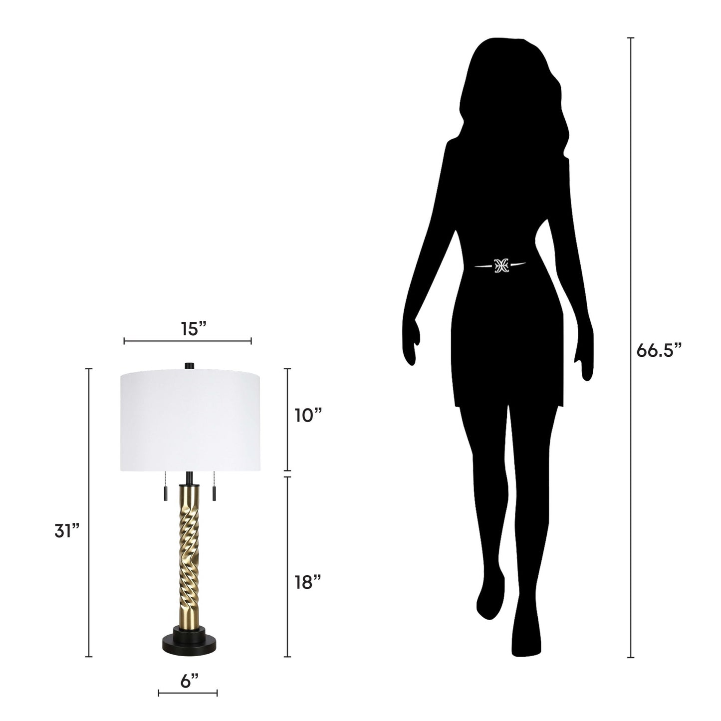 "Twist Elegance" Metal Table Lamp (Set of 2) - Matte Black / Soft Gold