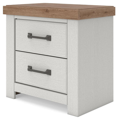 Savonport - Two Drawer Night Stand - White / Brown