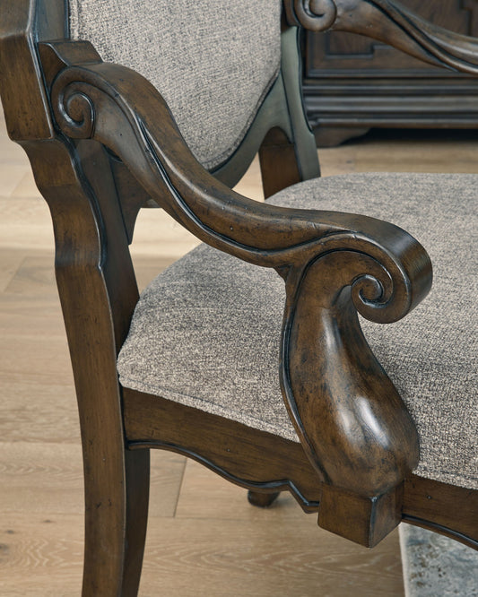 Maylee - Dining Upholstered Arm Chair (Set of 2) - Dark Brown