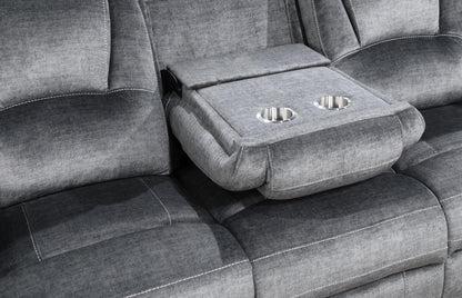 U121 - Motion Sofa With Dropdown Table - Gray