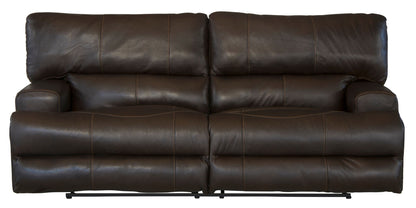 Wembley - Italian Leather Match Lay Flat Reclining Sofa - Chocolate