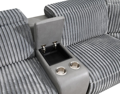 U13 - 6 Piece Gray Power Reclining Sectional With Power Headrest - Dark Gray
