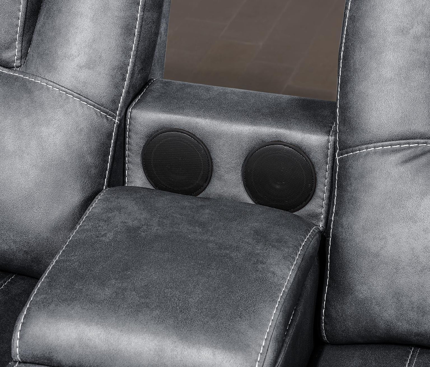 U121 - Motion Sofa With Dropdown Table - Gray