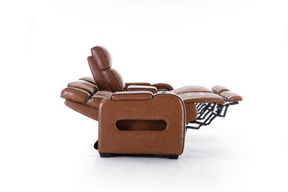 Mantle Double Power Reclining Console Loveseat