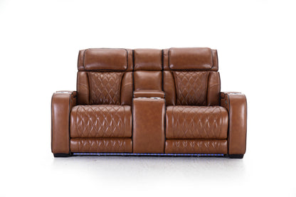 Mantle Double Power Reclining Console Loveseat
