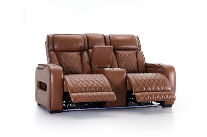 Mantle Double Power Reclining Console Loveseat
