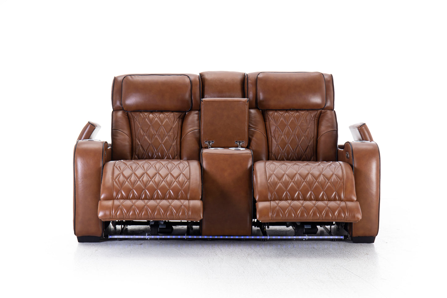 Mantle Double Power Reclining Console Loveseat