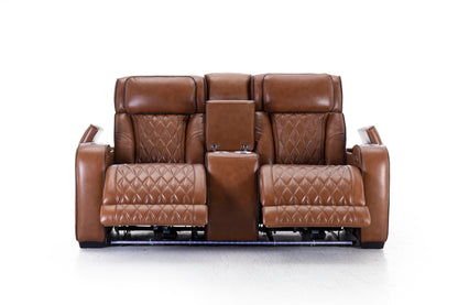 Mantle Double Power Reclining Console Loveseat