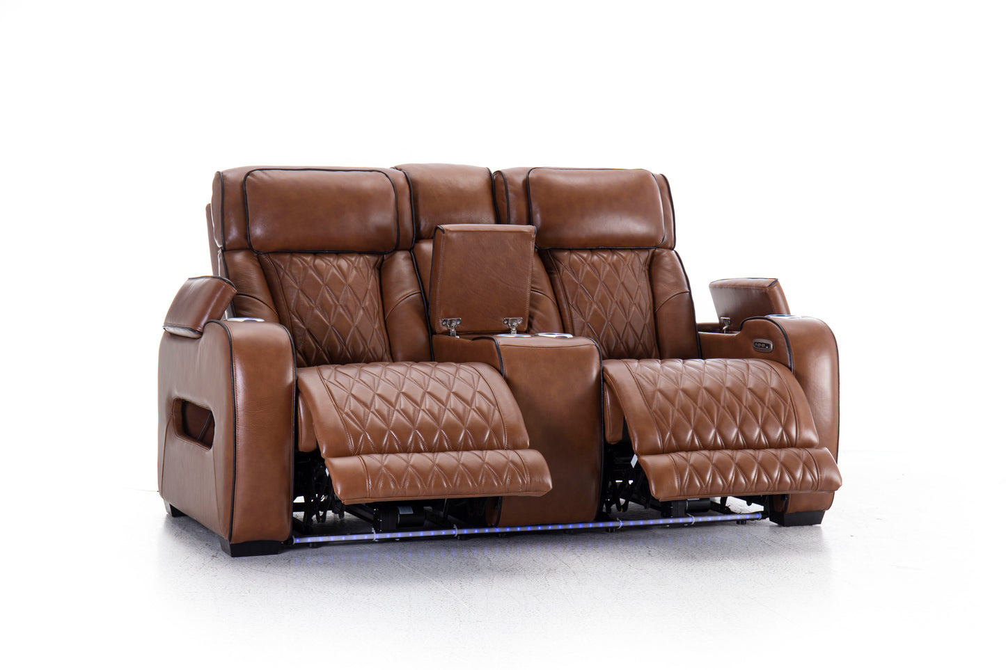 Mantle Double Power Reclining Console Loveseat