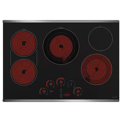 Cafe 30-in 5 burners Smooth Surface (Radiant) Stainless steel Electric Cooktop with Bridge Element