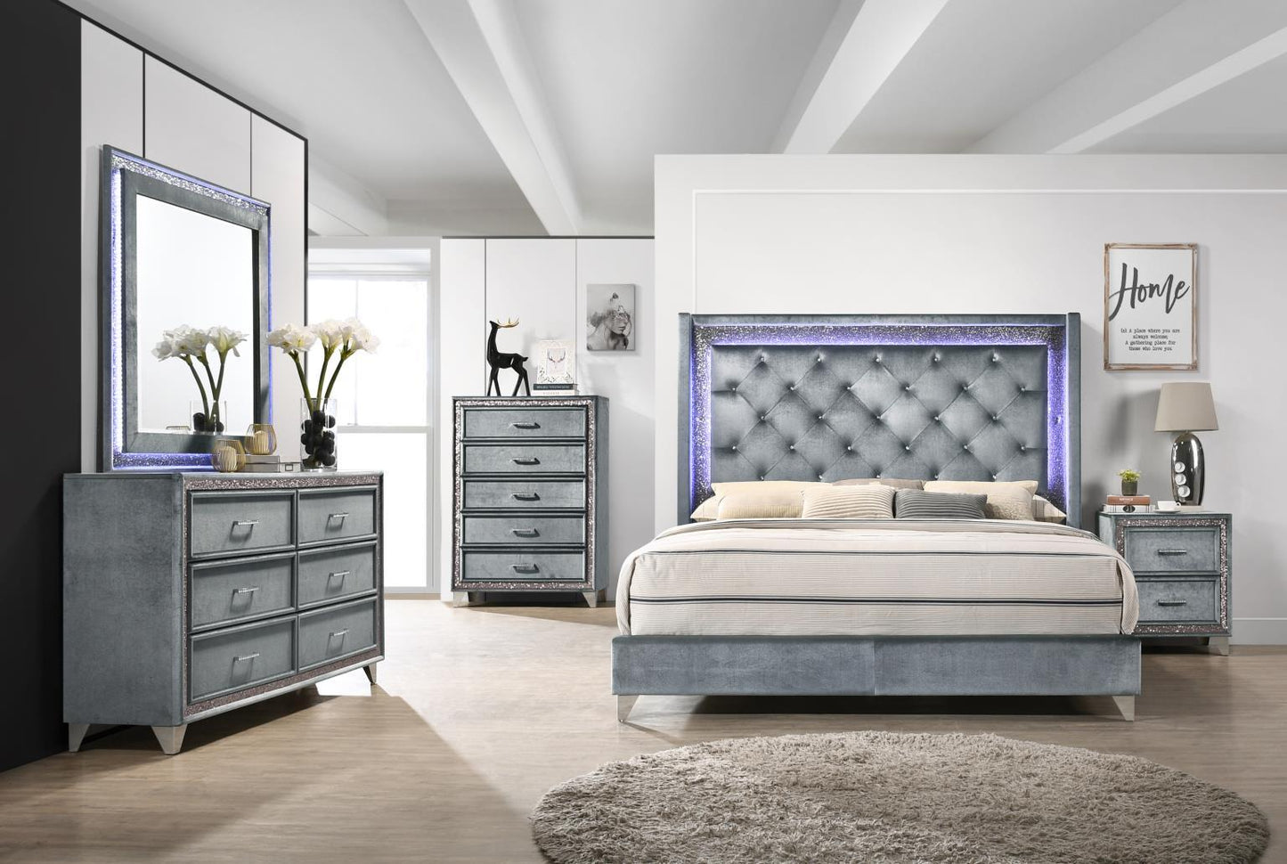 B278 - Velvet Dresser - Gray
