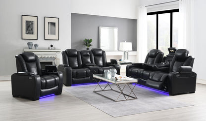 U92 - LED Power Reclining With Power Headrest, And Drop Down Table Sofa - Black