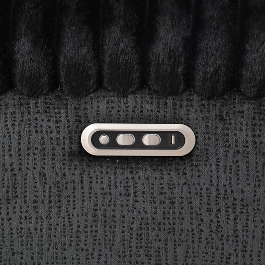 U161 - Corduroy Power LED Reclining Sofa - Black