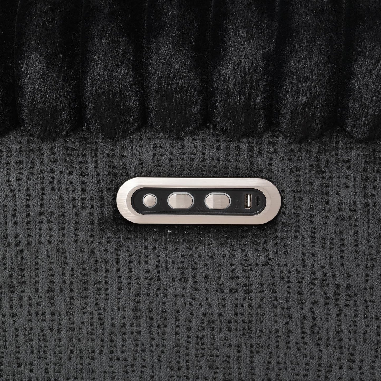 U161 - Corduroy Power LED Reclining Chair - Black