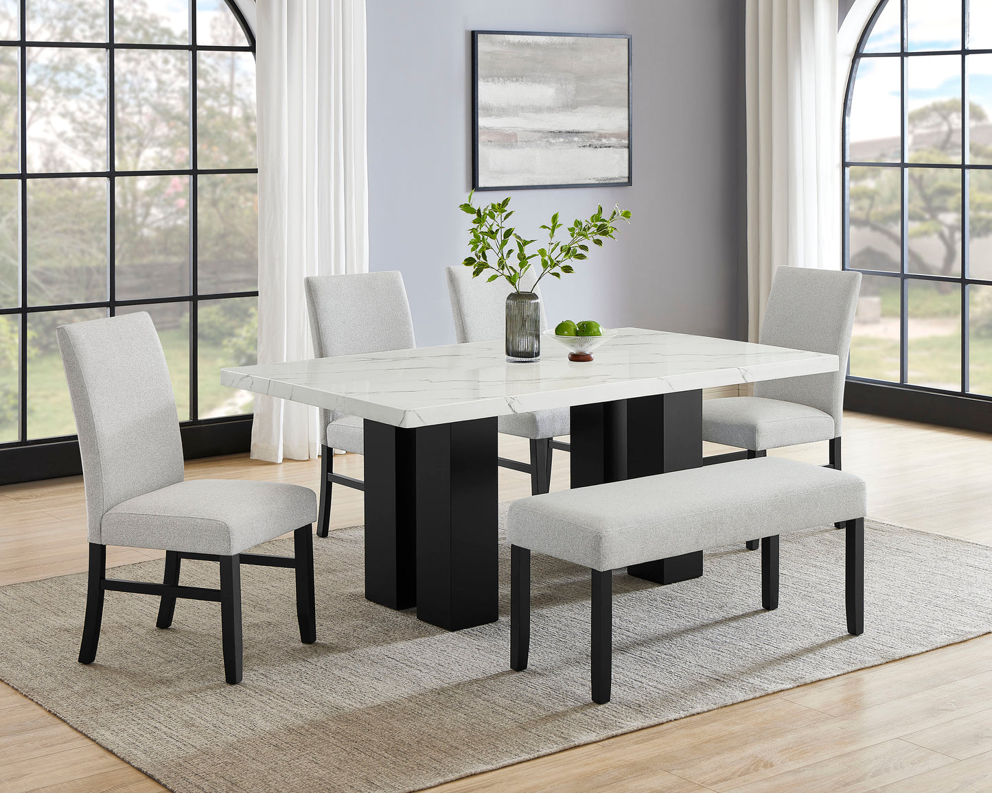 Conjunto de comedor Parkside de 5 piezas de imitación mármol