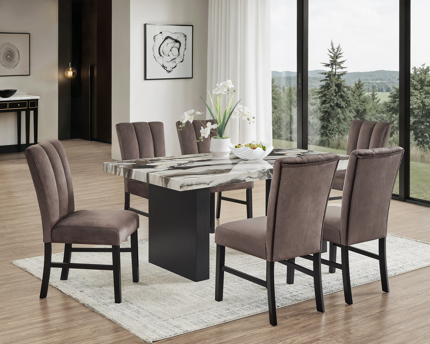 Juego de comedor de 5 piezas de imitación mármol Vega